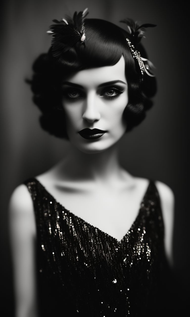 serene-deer44: A sleek 1920s flapper girl donning a sequined black ...