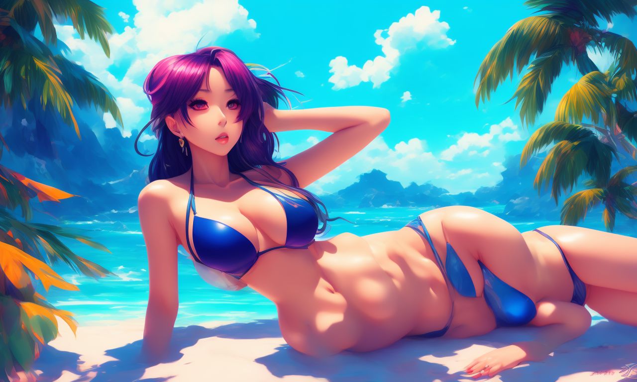 fast-emu224: anime art lady with bikini