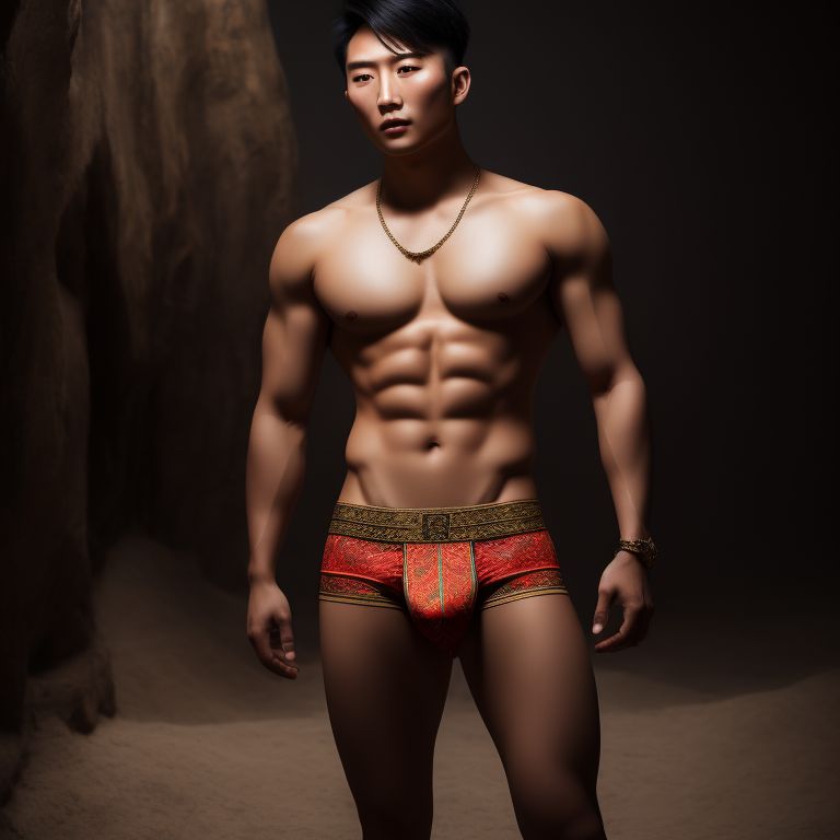 light jackal514 full body shoot handsome asian male Dunhuang