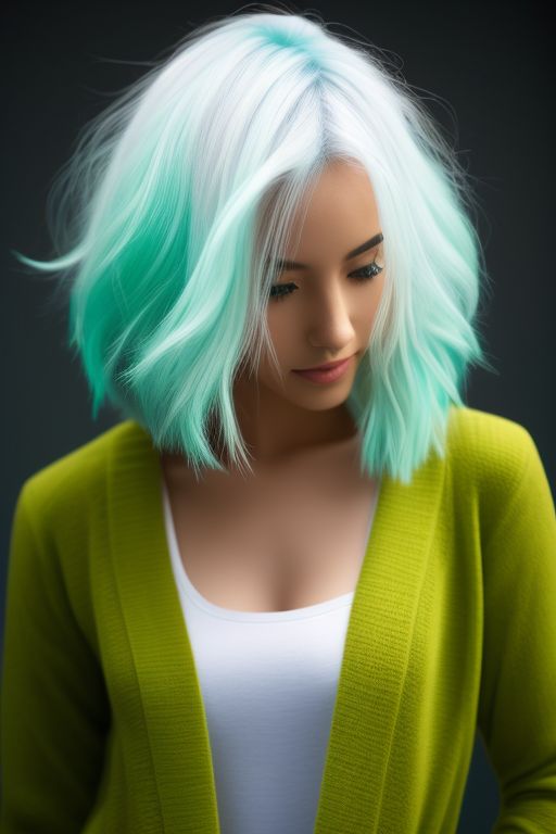 cyan and green hair