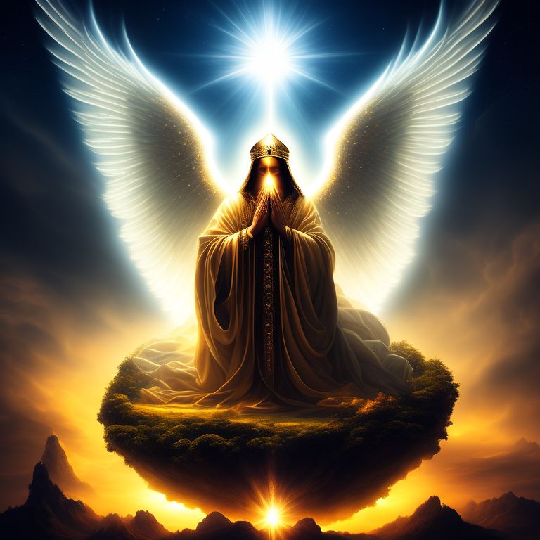 dullfish635 God on his holy and luminous throne giant angels covering