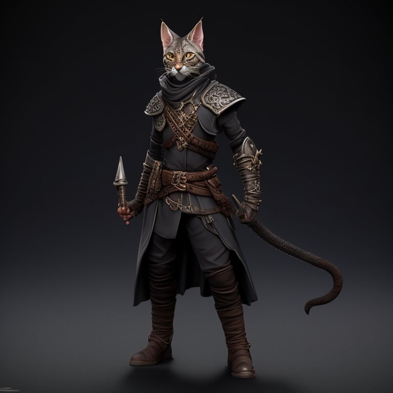 gifted-llama410: dungeons and dragons tabaxi rogue khajiit silver tabby  basic dark robe