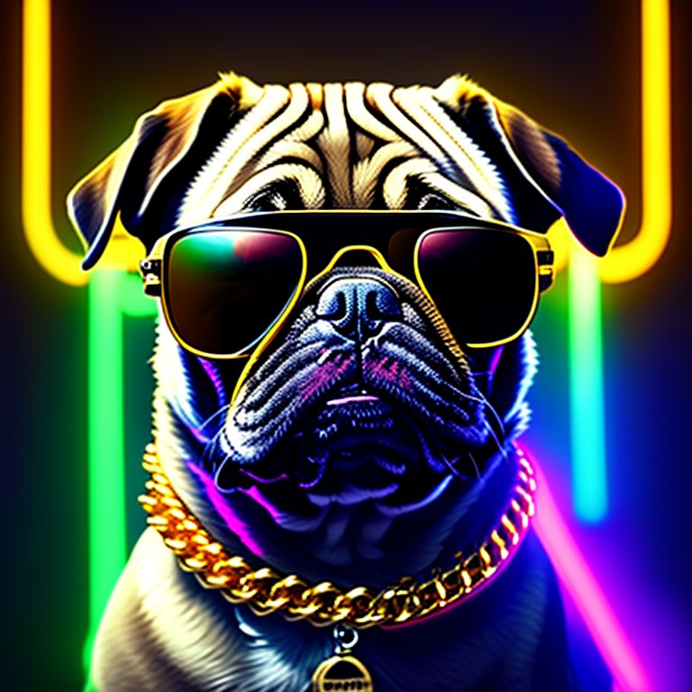 Pug with outlet gold chain