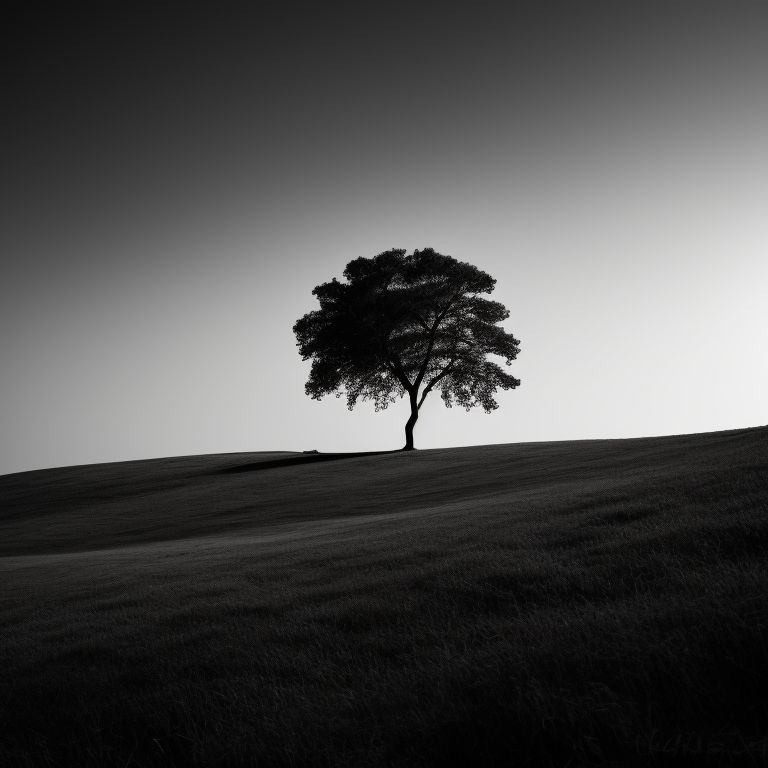 Lukiki: one lonely tree on the monochrome hill