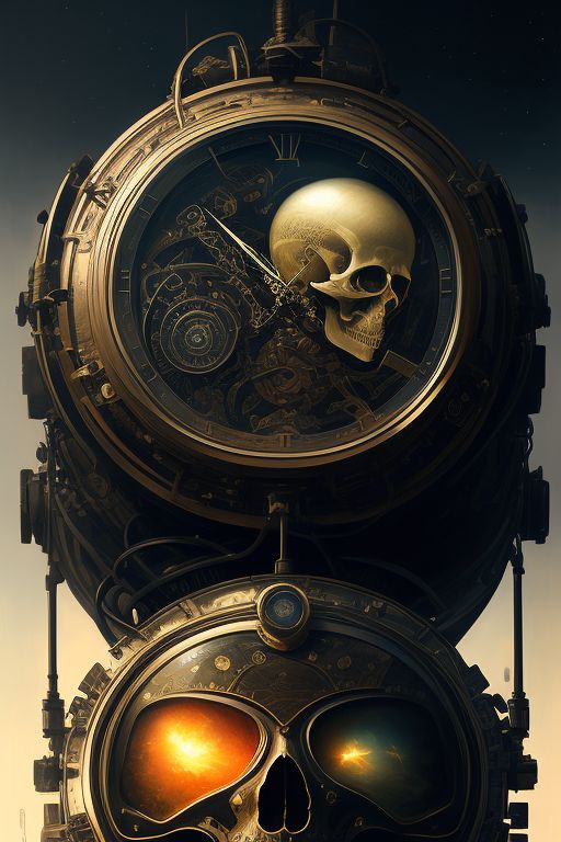 gigiodekor: Oil painting, Illustration, skull and diving helmet
