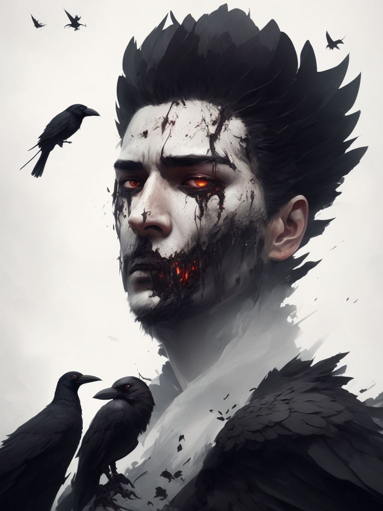 A portrait of a warrior. Two large burn scars cross his face, he has no eyes and it is completely scarred over., with crows flying around him, Creepy, Horror, Dark, Gothic, Highly detailed, Digital painting, Artstation, Matte, Sharp focus, Illustration, art by sam yang and ross tran and jessica madorran and benedick bana and sebastian horoszko and jonas de ro and denis gonchar and pinecone and loish., with crows flying around him, Creepy, Horror, Dark, Gothic, Highly detailed, Digital painting, Artstation, Matte, Sharp focus, Illustration, art by sam yang and ross tran and jessica madorran and benedick bana and sebastian horoszko and jonas de ro and denis gonchar and pinecone and loish.