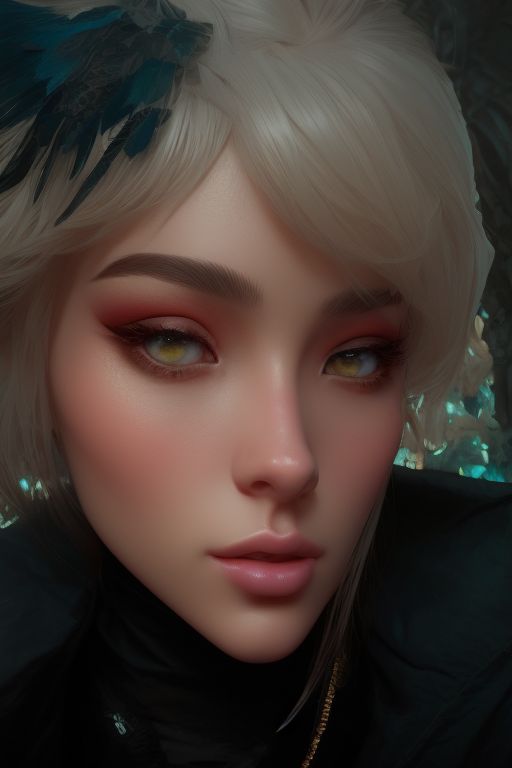 3d rendered character portrait, 3d, octane rendering, depth of field, unreal engine 5, concept art, vibrant colors, glow, artstation trends, ultra high detail, ultra realistic, cinematic lighting, focused, 8k, dark and moody, with intense contrast and warmly lit eyes that give a hint of hope, detailed feathers, Digital painting, Artstation, Matte, Sharp focus, Illustration, Art by loish and ross tran and artgerm, Trending on deviantart.