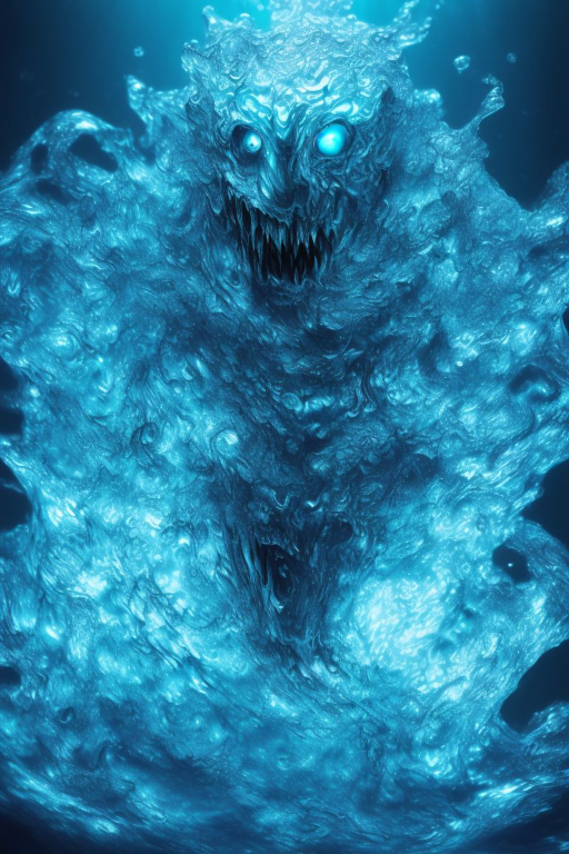 SilverEvermoore full body dnd water elemental, dnd monster. a creature