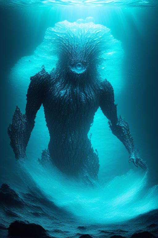 SilverEvermoore: full body dnd water elemental. a creature with a ...