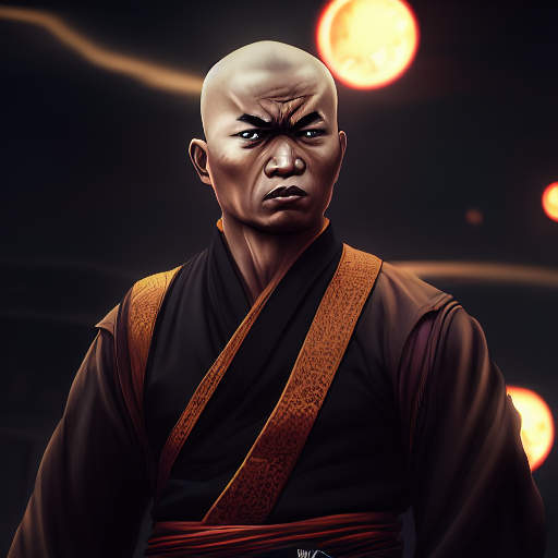 tired-wasp681: shaolin monk, Cinematic character render, Cinematic 