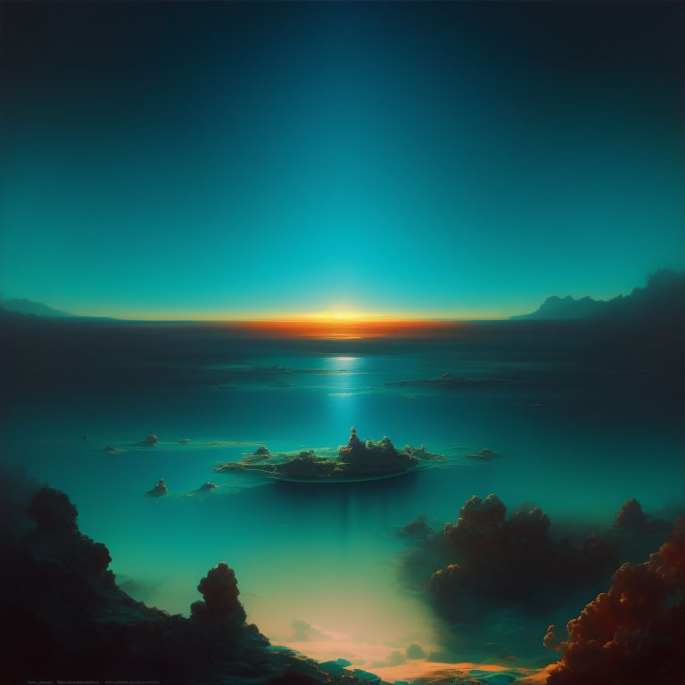 Welcome to My Mind, surrounded by clear skies and teal waters, Surreal, Dreamy, Ethereal, Low contrast, Soft Lighting, Digital painting, Artstation, trending, by boris vallejo and julie bell and sam wolfe connelly and phil hale and john singer sargent.