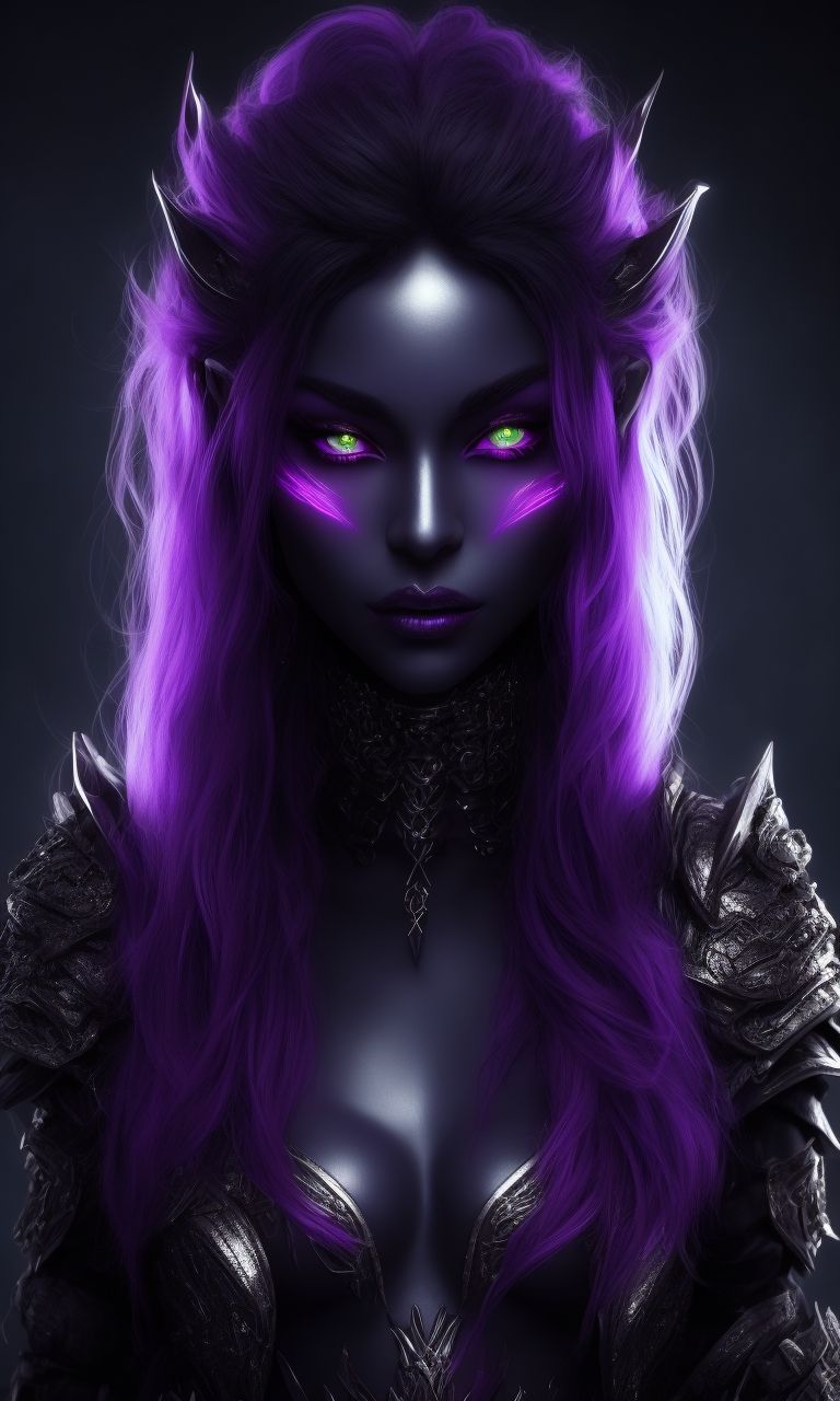 Varnabrokentree Full Body Imagine A Female Drow Rogue With Layered Metallic Silver Hair 