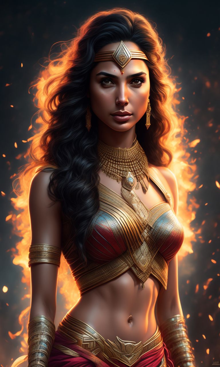 salty-yak180: gal gadot look like indian women, full body, hyper detailed