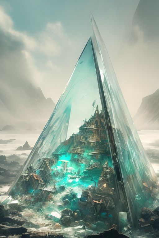 Saleh.Bin.Marzo: huge glass Pyramid, in meddle of the sea