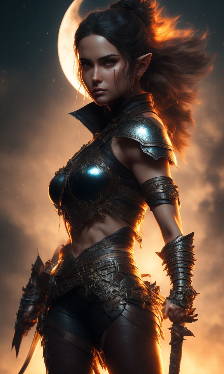 short-dugong729: female elf wearing leather armor