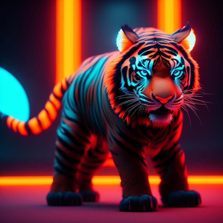 bright neon tiger