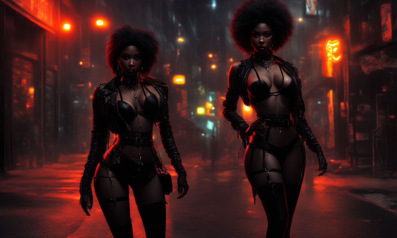 tragic-lion251: Modern ebony Prostitute Street Walker with Heels and Garters