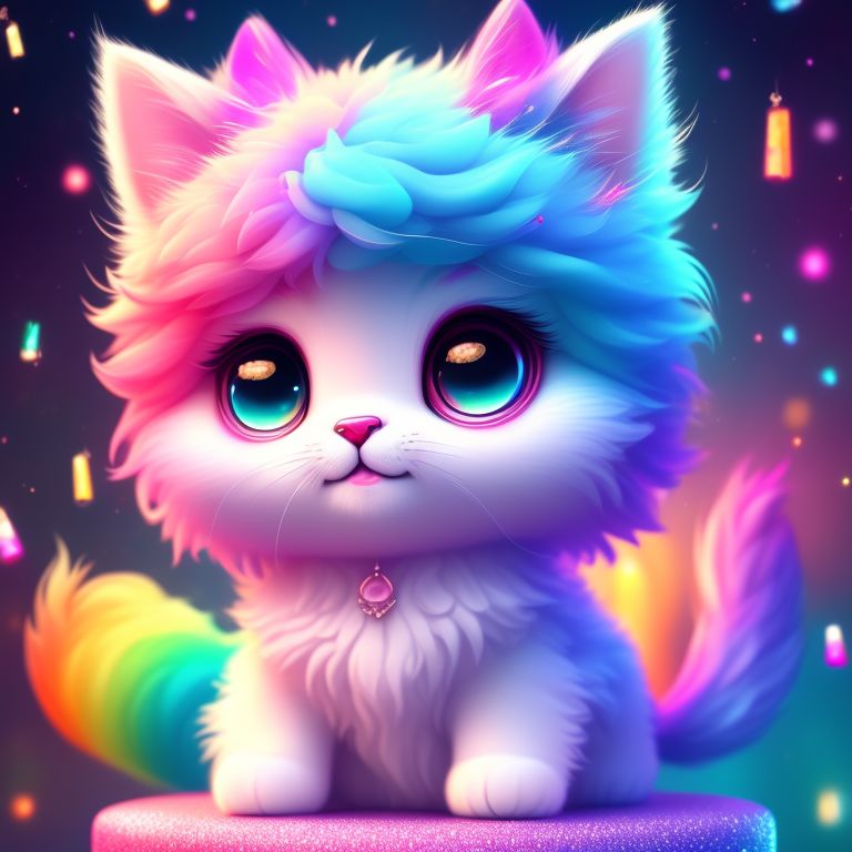 wiryleopard972 CUTE AND fluffy CARTOON kitty, glitter, rainbow, shiny
