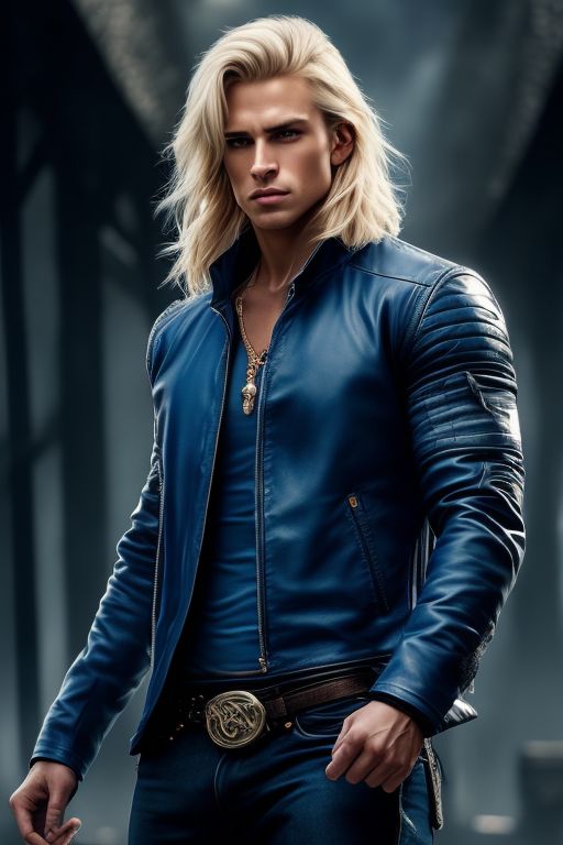 Blonde guy shop leather jacket