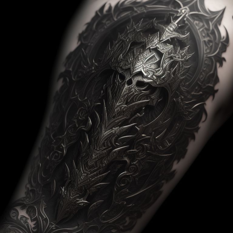 actualduck469 Upper arm tattoo design of Inarius from Diablo 4