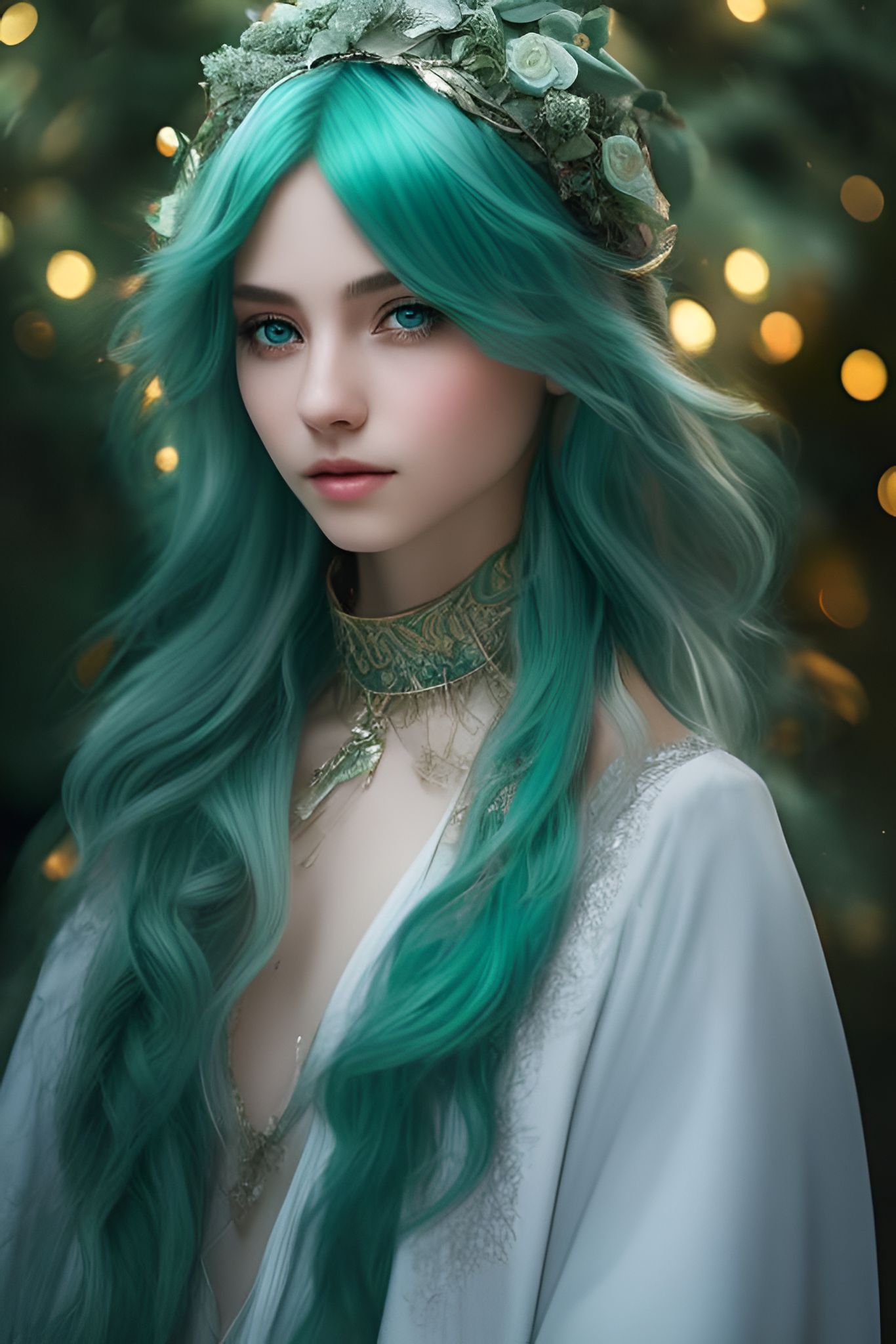 kiber203: Winter eladrin, green hair