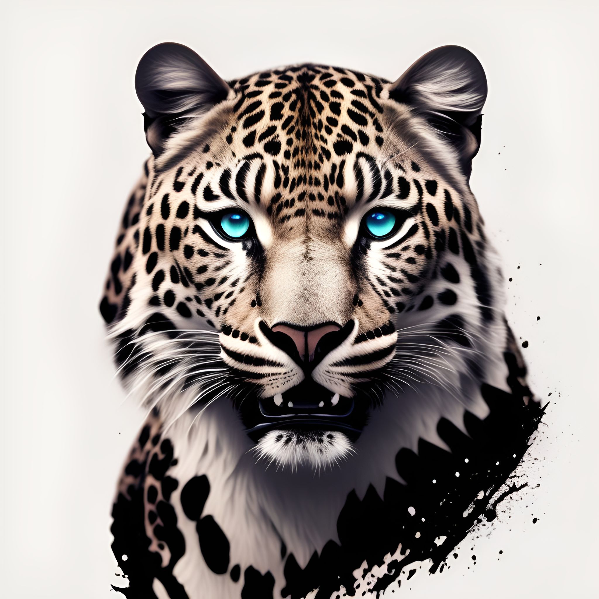 white leopard blue eyes tattoo