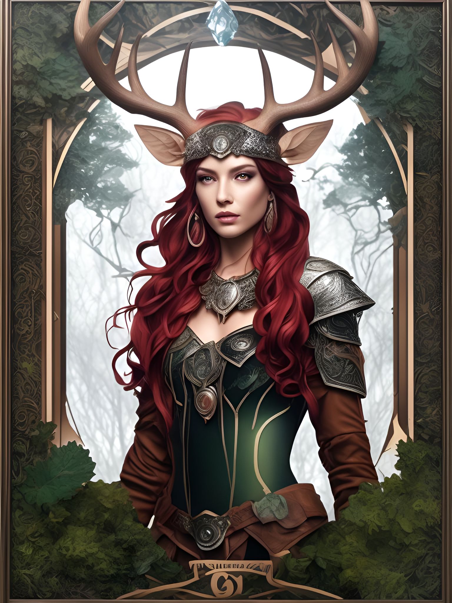 SilverEvermoore: Beautiful druid with antlers on her head wearing ...