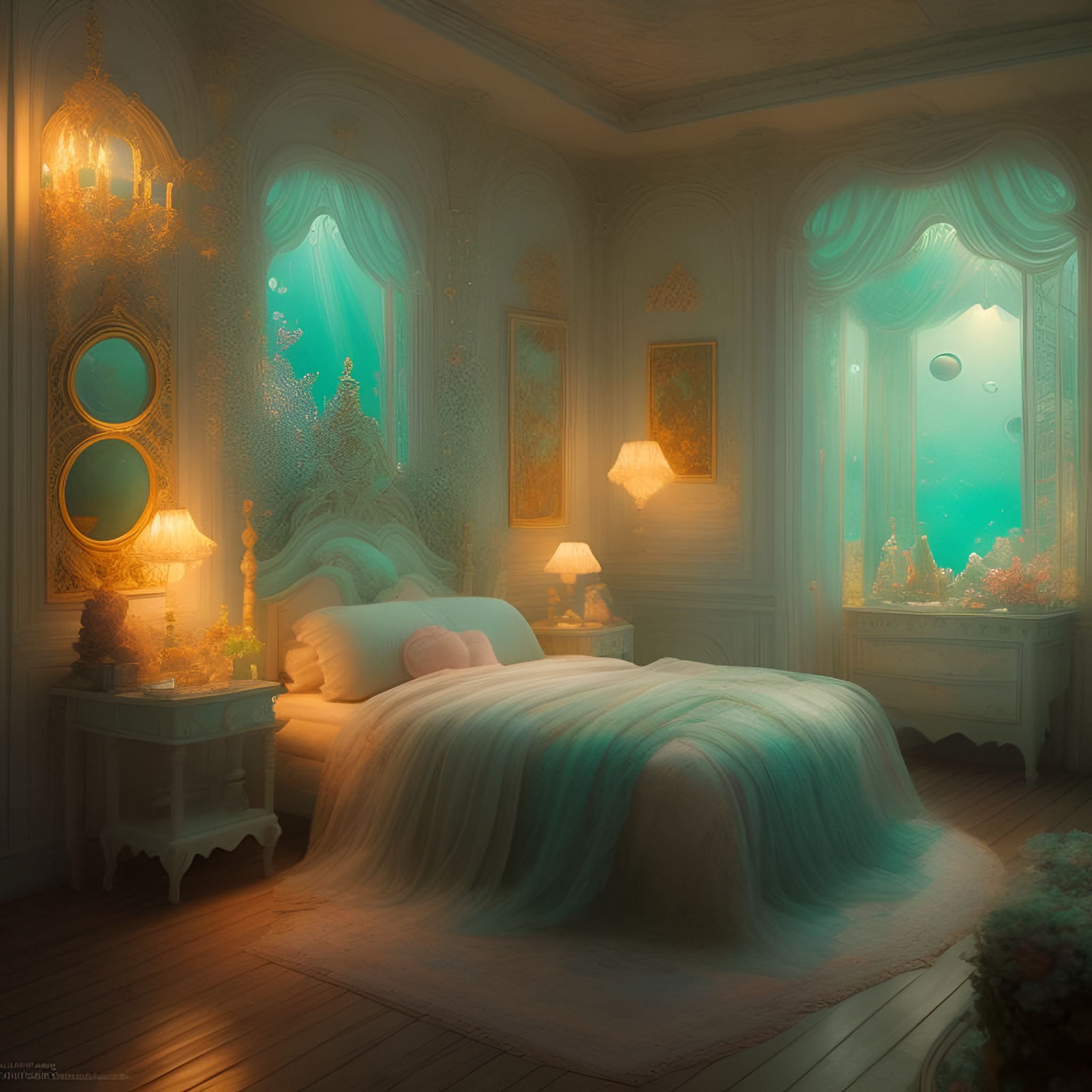KT1973 vintage bedroom under the sea