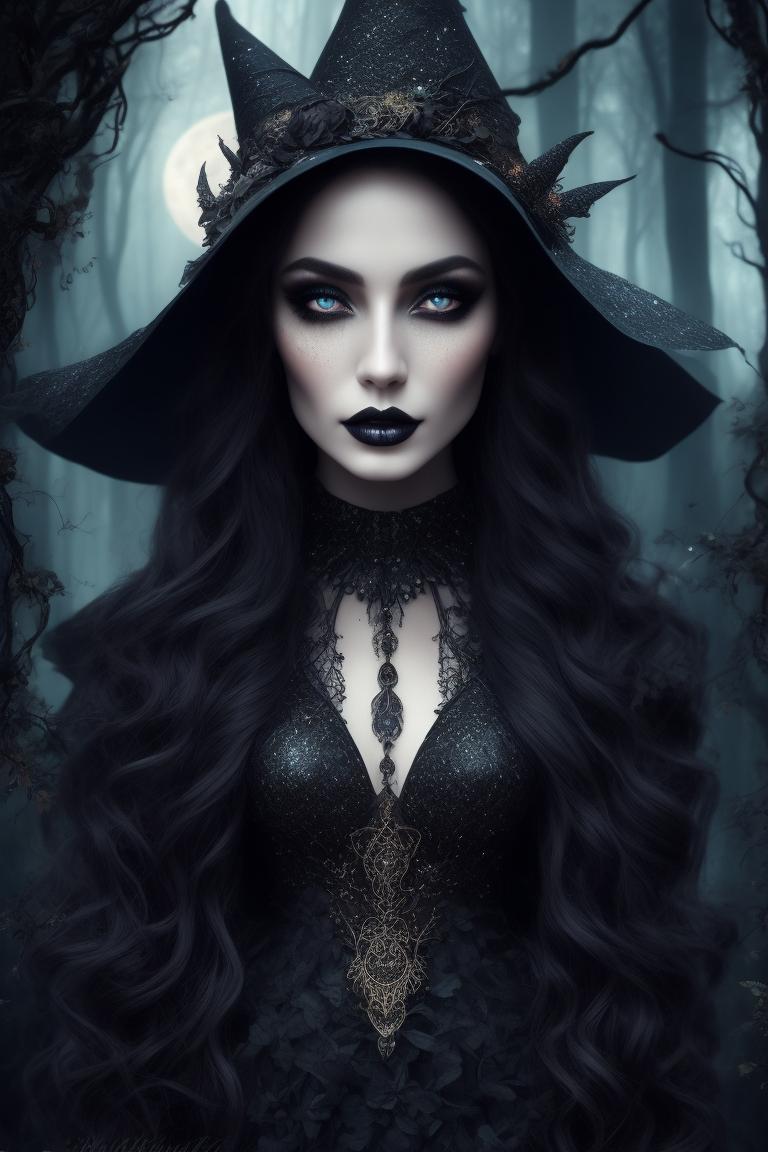 dreary-wren426: beautiful mystic witch, gothic style, wear witch hat ...