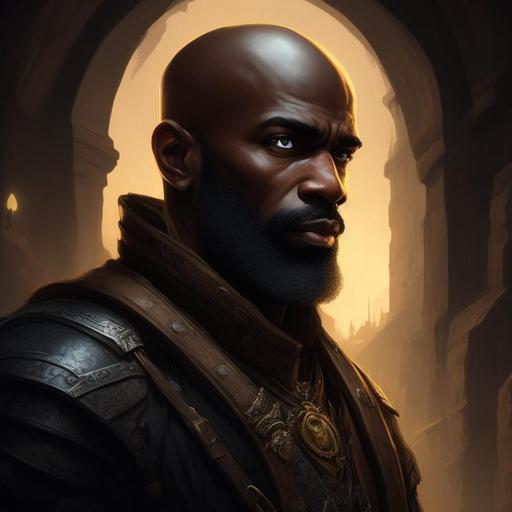 unique-horse67: black bald man with no beard former adventurer dnd ...