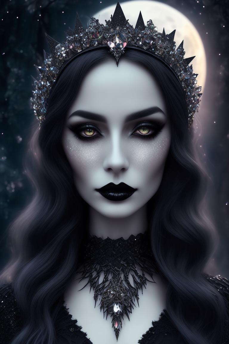 mellow-viper424: beautiful gothic witch, full moon, wear crystal crown ...