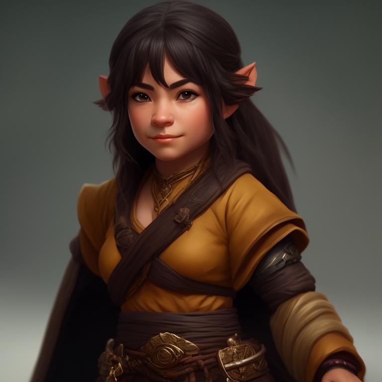 female halfling monk from dungeons and dragons