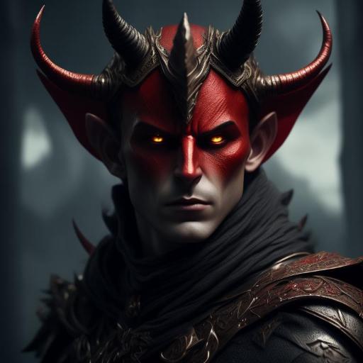 Osneysjc: tiefling male, face, front, devil, high definition, red ...
