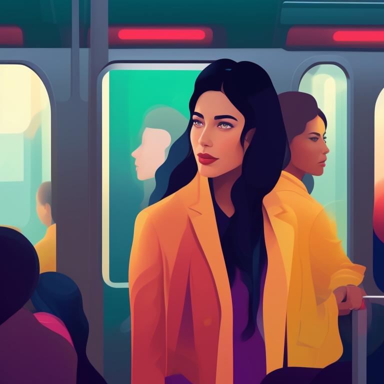 MShare: A woman trying to navigate her way through a crowded subway car