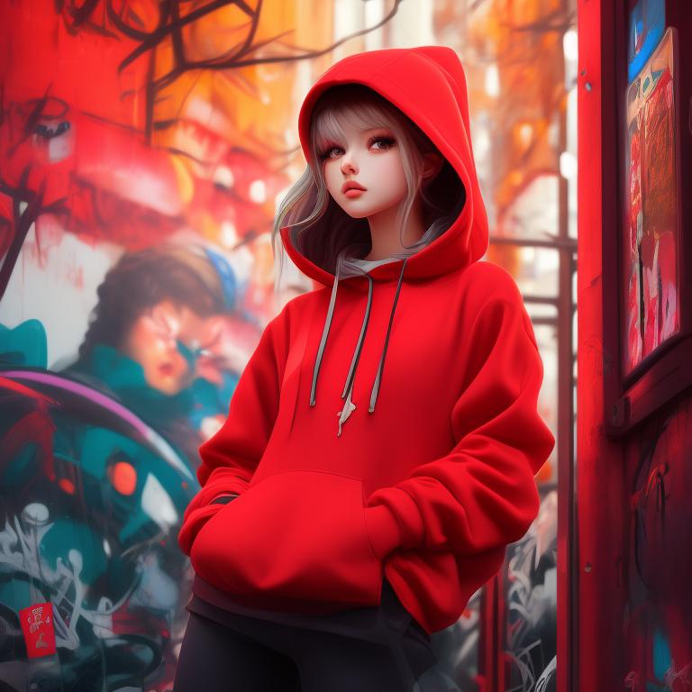 Anime red outlet hoodie