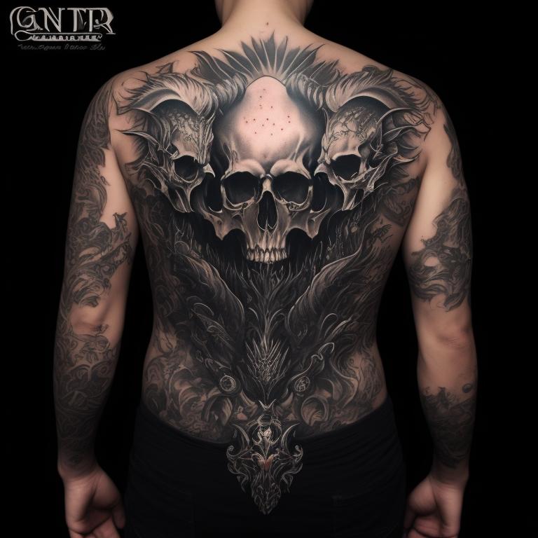 lazy-emu388: Vampire skull and dragon skull tattoo, Enhanced graphical ...