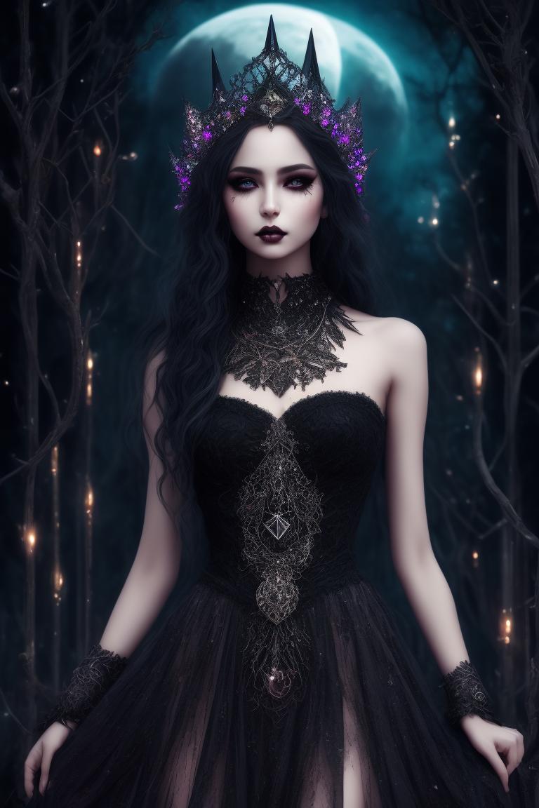 Remote Crane993 Beautiful Gothic Witch Full Moon Wear Crystal Crown