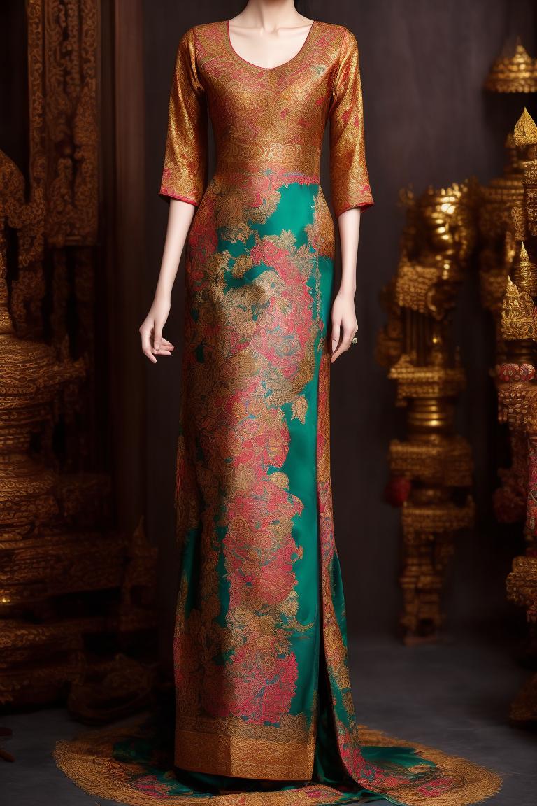 Hard Chough87 Thai Silk With Batik Dress Body Fit