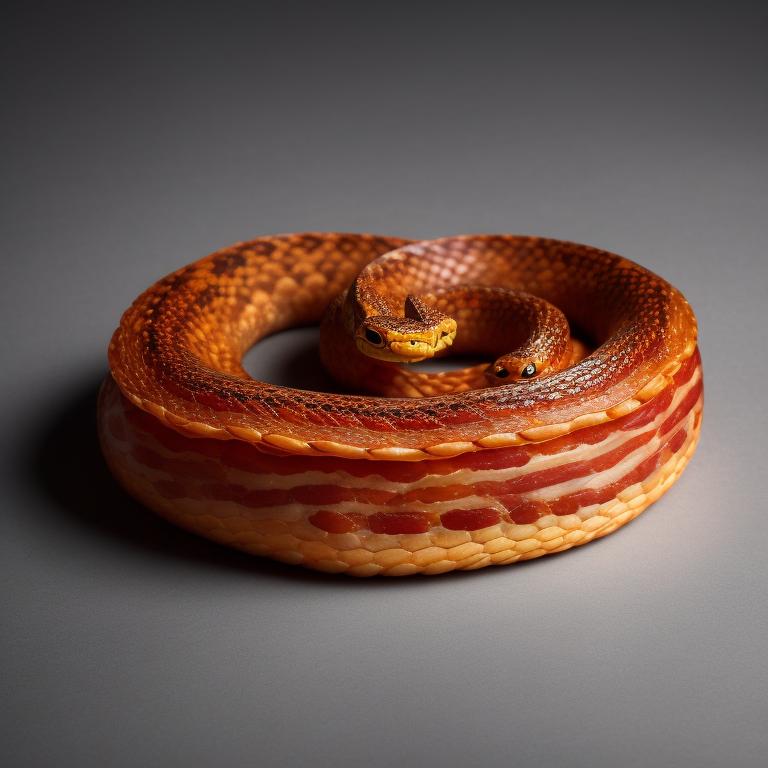 kindtrout685 A snake made out of bacon
