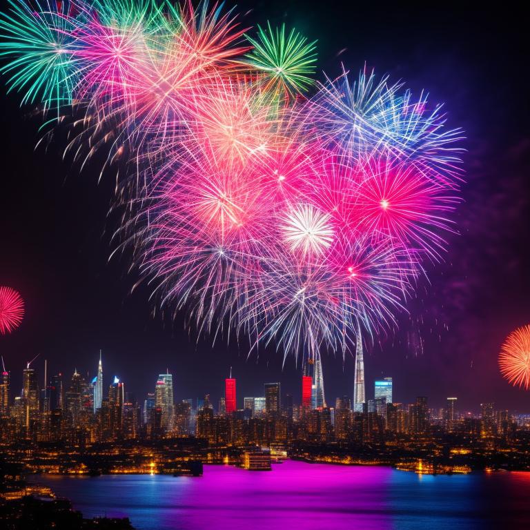 rapid-weasel234: Photo 8k of the Fireworks over the big city ...