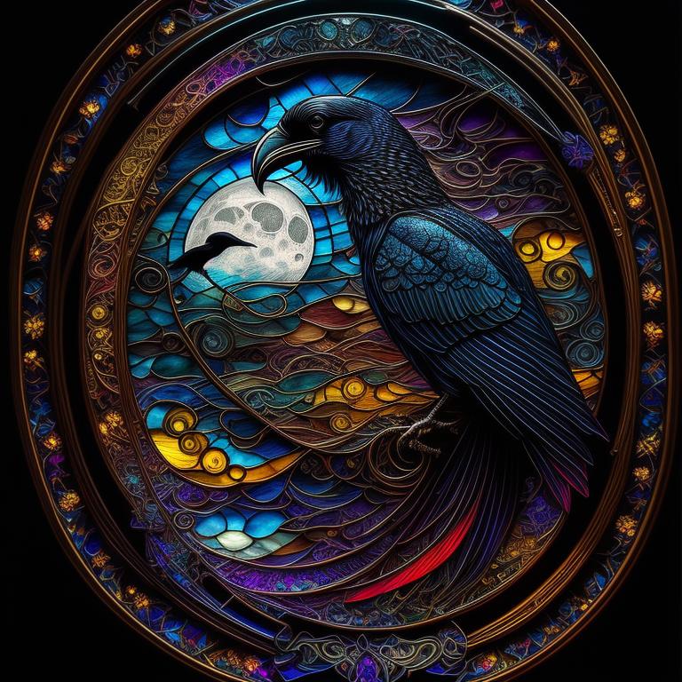 edible-crow416: Fantasy, raven and moon, triadic color palette