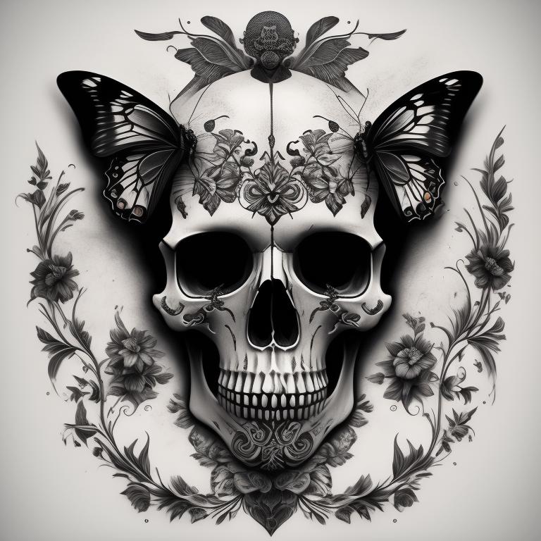 skull butterfly tattoos