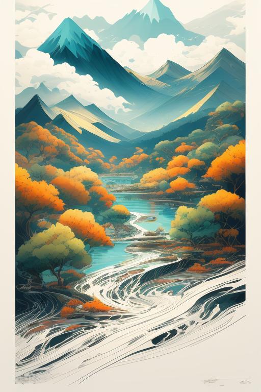 bitter-oryx650: **CLIPART design, painting of a Japanese scenery with ...