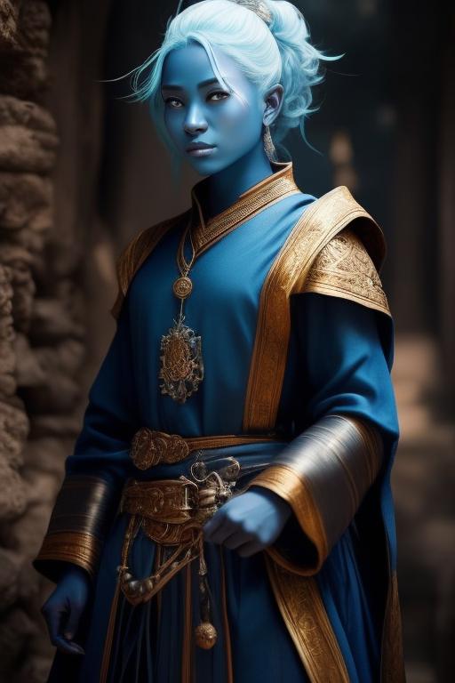 SilverEvermoore: a gorgeous ((blue skinned)) air genasi with short ...