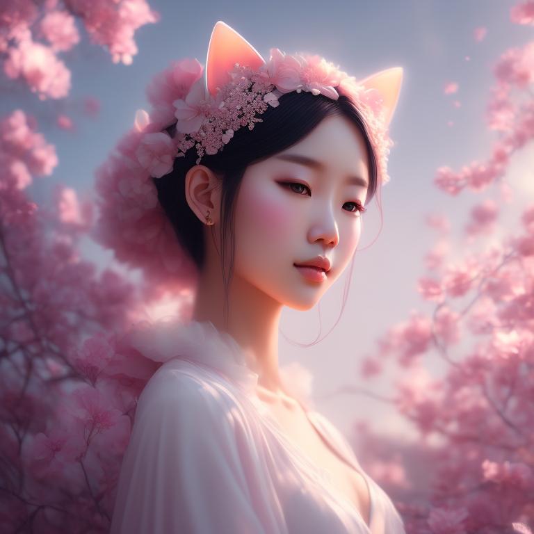 pasteland73 Pink Asian women cat ears heavenly