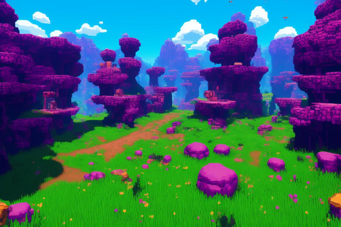weepy-mule924: old arcade adventure videogame style landscape with ...