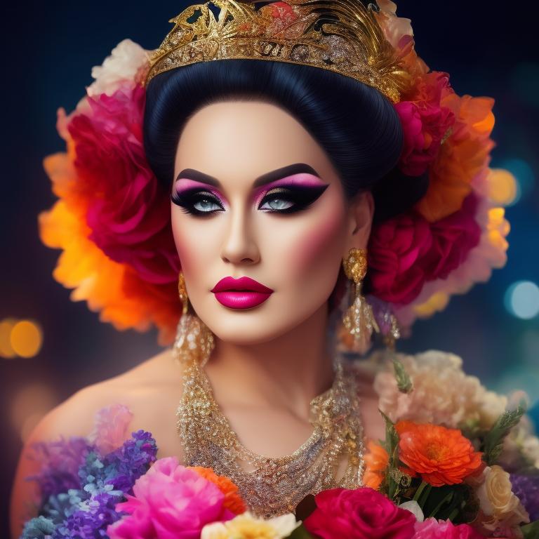 moralturtle525 pretty drag queen,exaggerated makeup,slightly