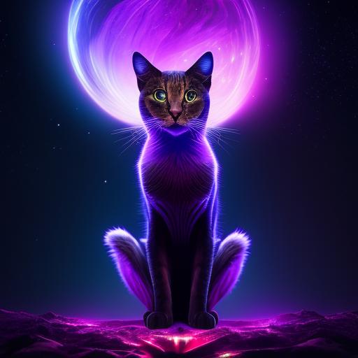 Enter_Spire: a cosmic feline wearing a purple cloak sitting on a ...