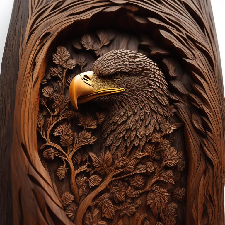 Bald Eagle Perched – Fine Wood Carvings