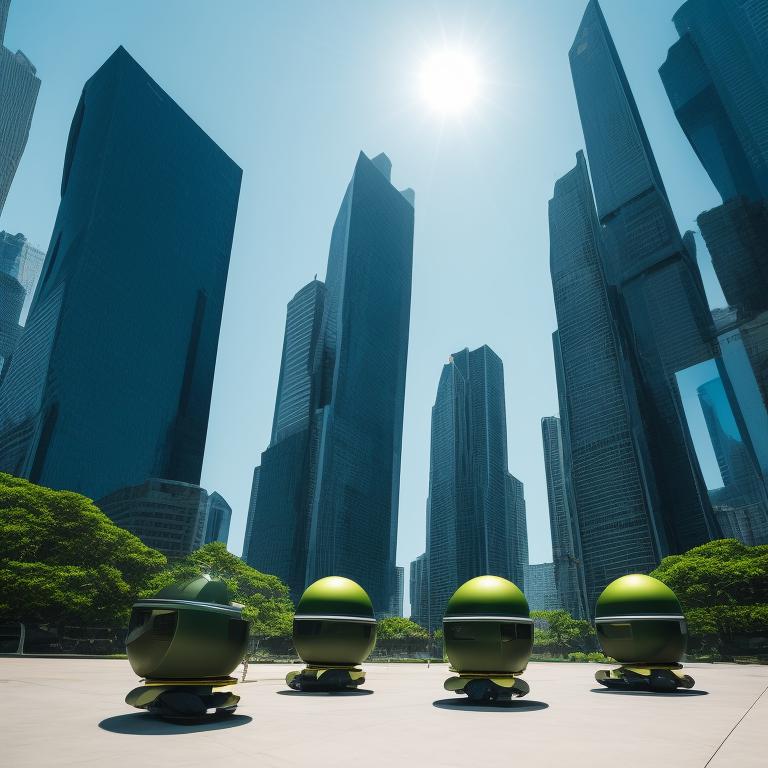 meager-eagle839: futuristic scene with skyscrapers, hovercrafts and ...